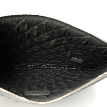 Chanel Woven Straw Raffia Medium Deauville Pouch Grey 5 of 7