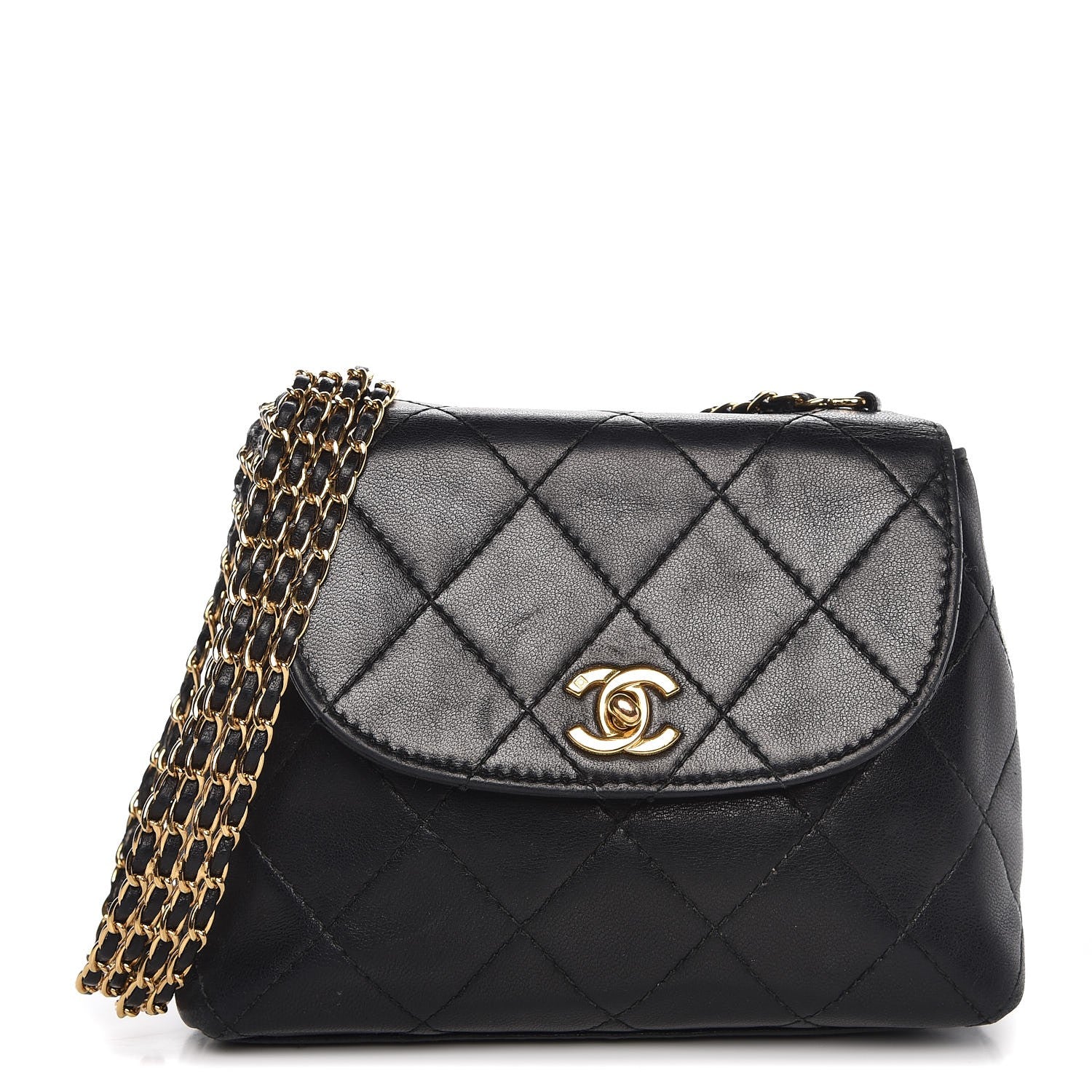Chanel Lambskin Quilted 4 Chain Mini Flap Black 1 of 9