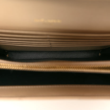Saint Laurent Grain De Poudre Matelasse Chevron Monogram Envelope Chain Wallet Nude Powder 5 of 10