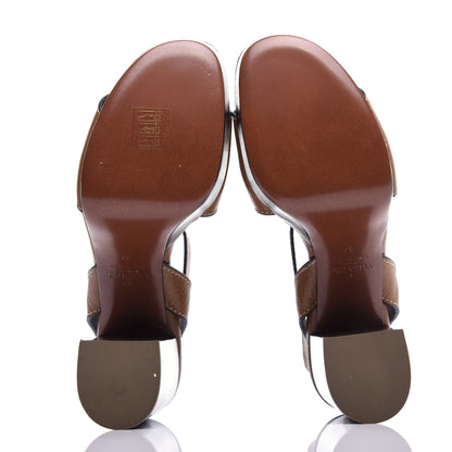 Valentino Garavani Grainy Cowhide VLogo Platform Sandals 37 Cuoio 6 of 10