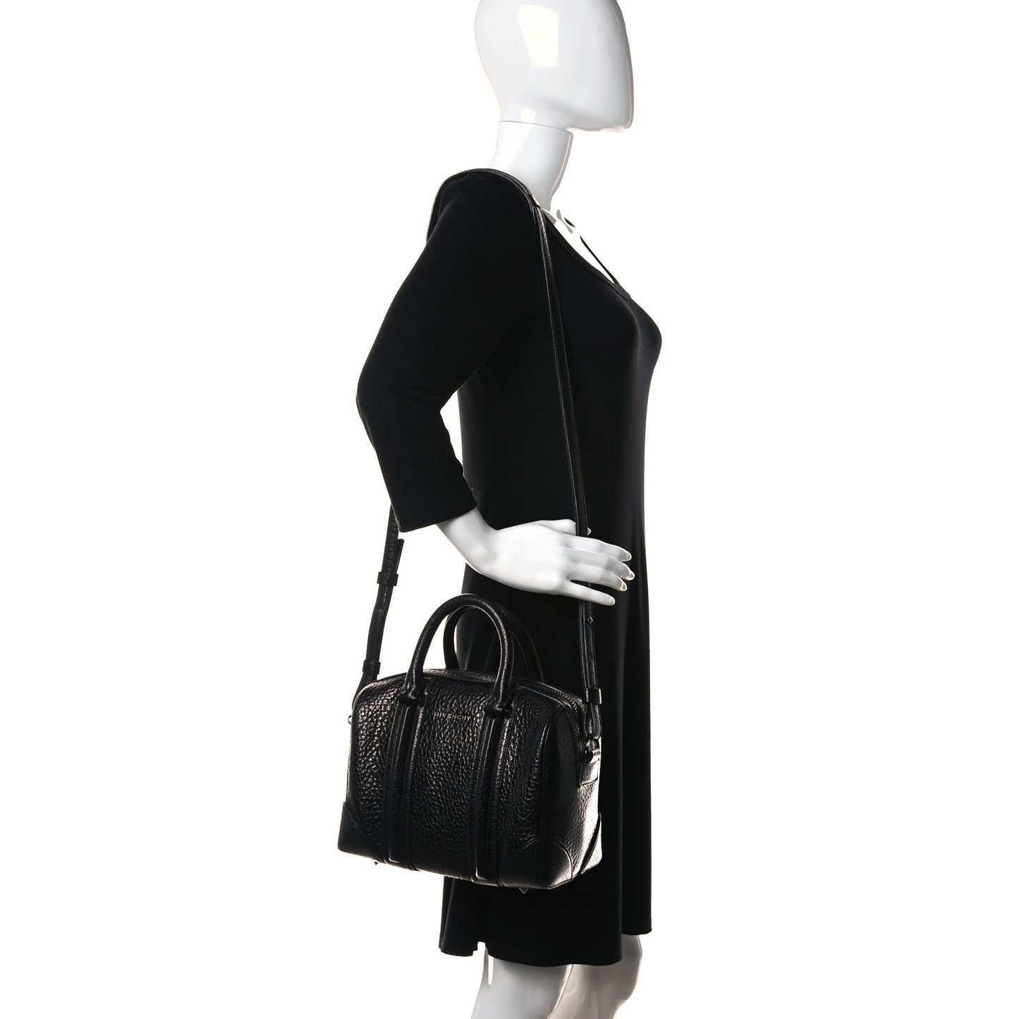 Glazed Pebbled Calfskin Mini Lucrezia Black