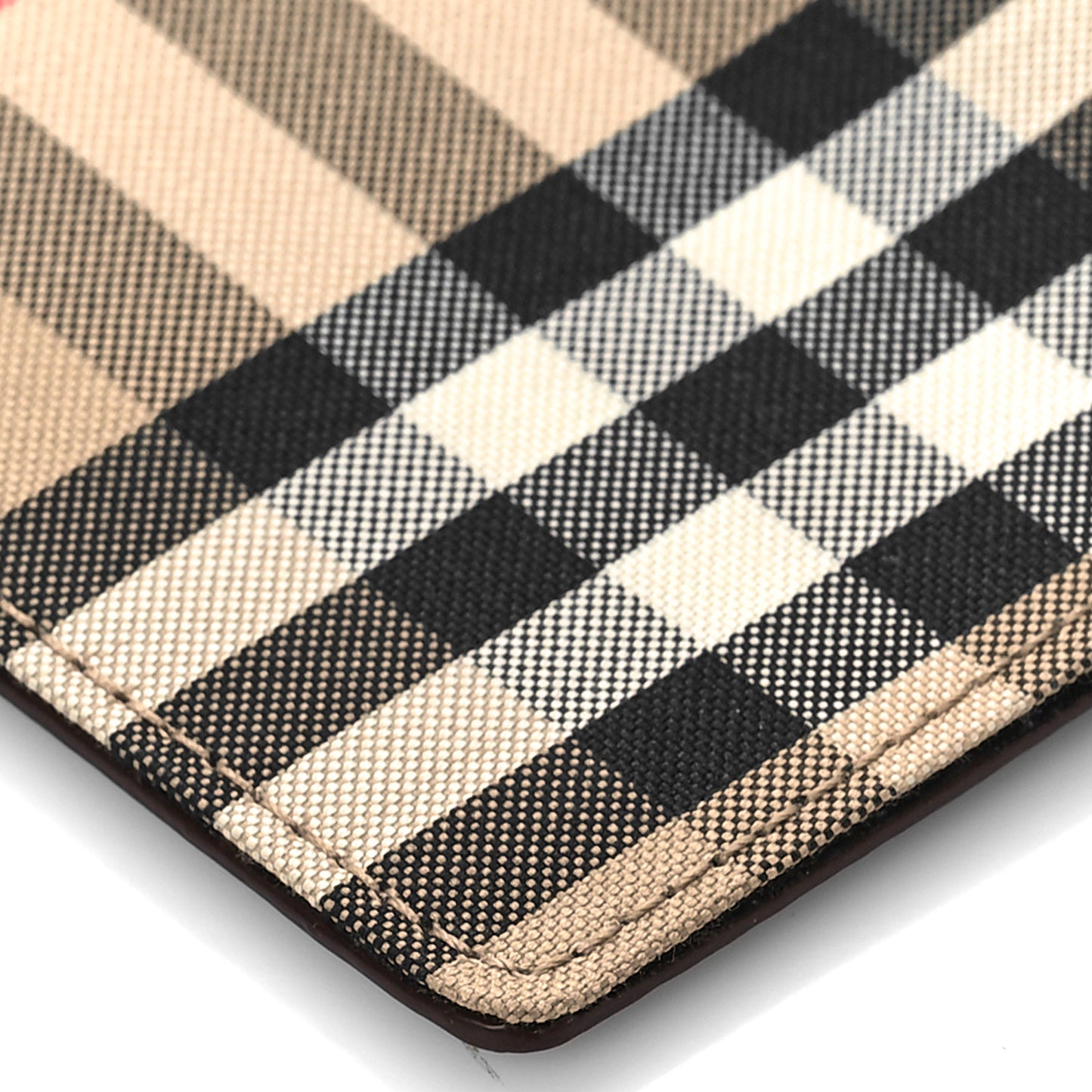 Vintage Check Calfskin Somerset Coin Case Card Holder Archive Beige