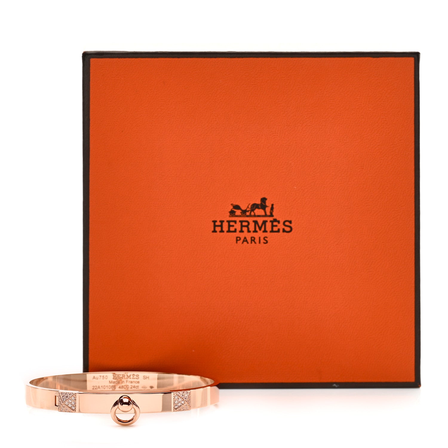 Hermes 18K Rose Gold Diamond PM Collier De Chien Bracelet SH 4 of 4
