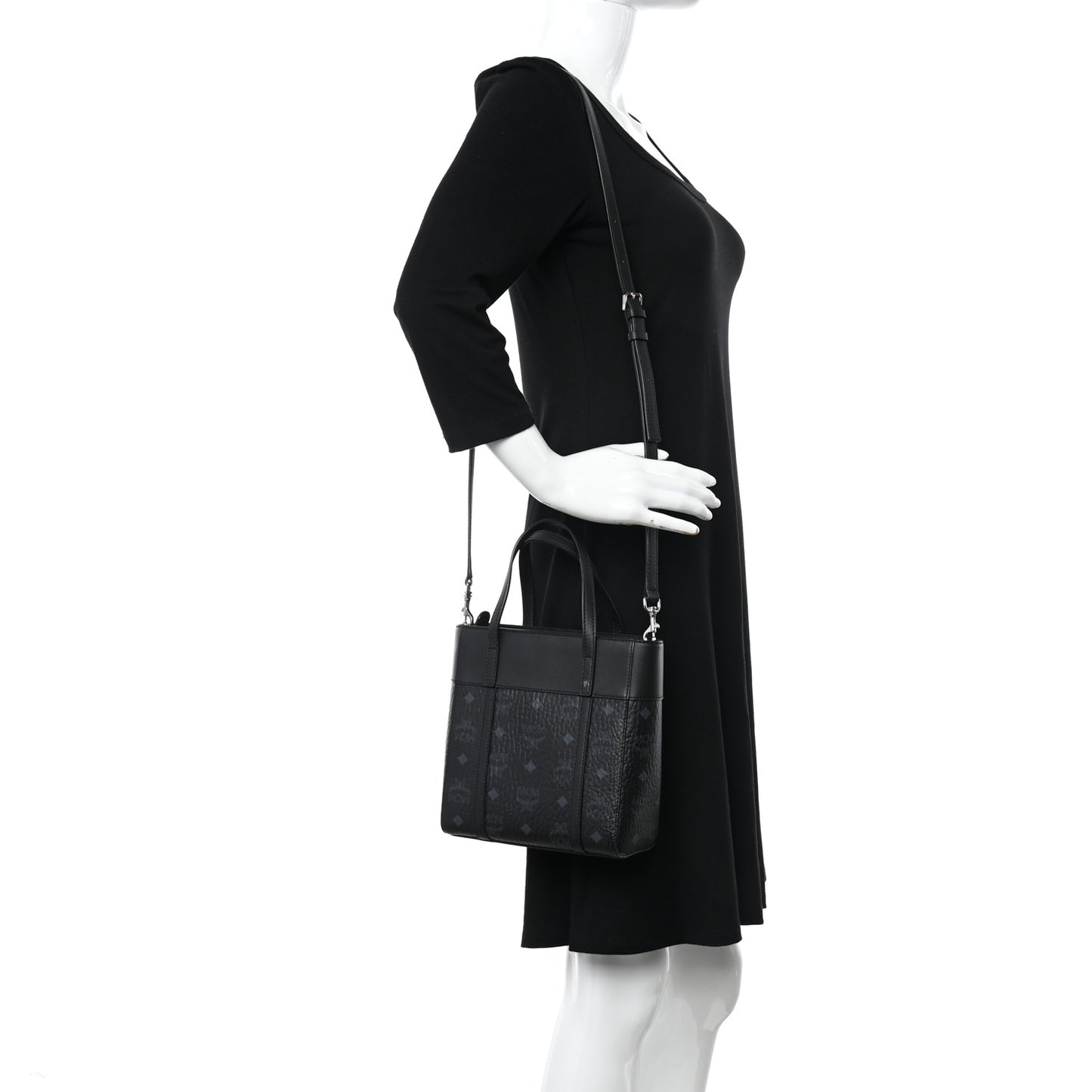 Visetos Nappa Mini Toni Top Zip Shopper Tote Black