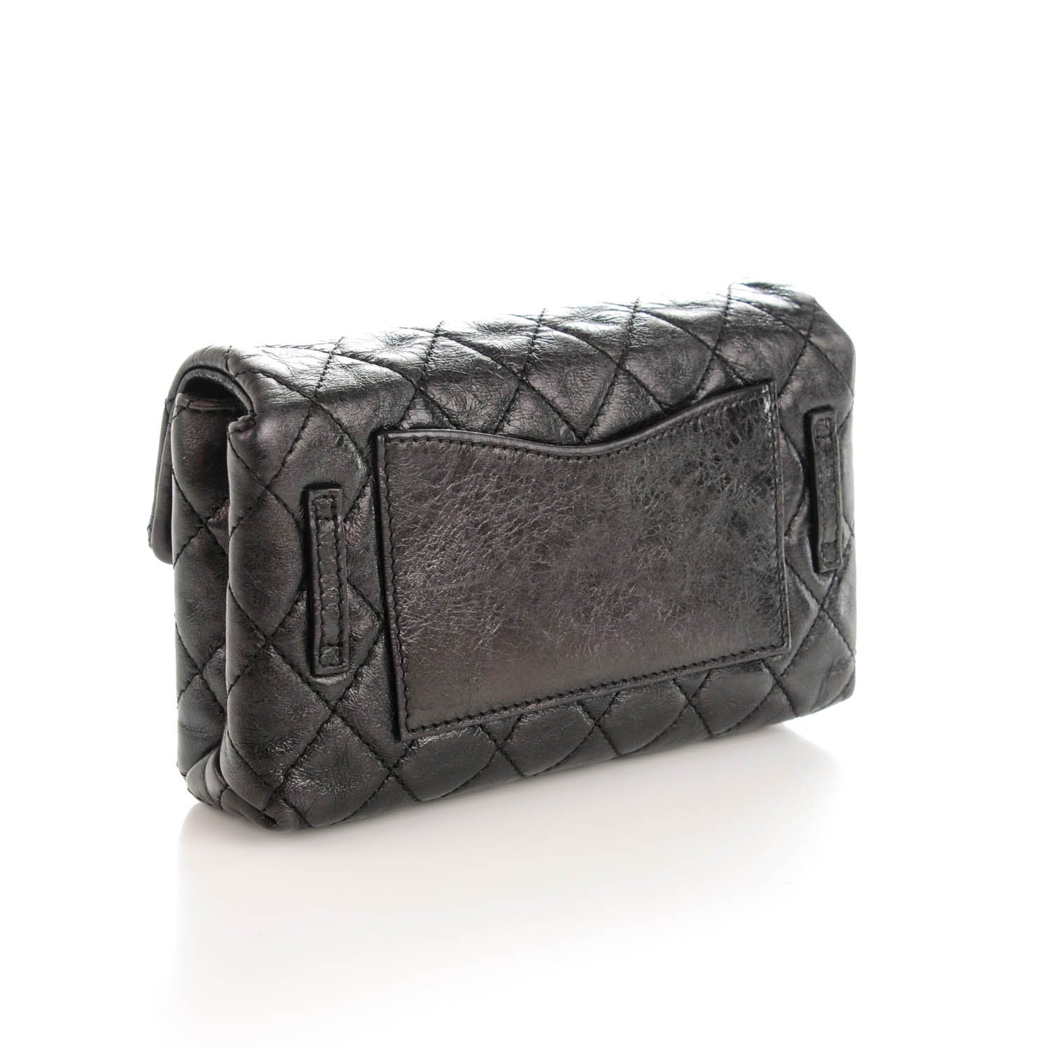 Chanel Glazed Calfskin 2.55 Reissue Flap Belt Bag Clutch Black 3 of 7
