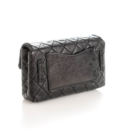 Chanel Glazed Calfskin 2.55 Reissue Flap Belt Bag Clutch Black 3 of 7