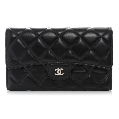 Chanel Lambskin Quilted Large Flap Wallet Black 1 of 8
