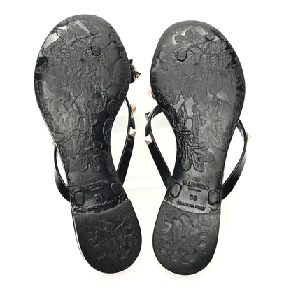 Valentino Garavani PVC Jelly Rockstud Bow Thong Sandals 39 Black 5 of 8