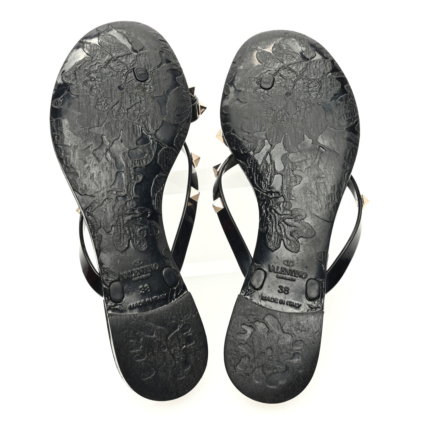 Valentino Garavani PVC Jelly Rockstud Bow Thong Sandals 39 Black 5 of 8