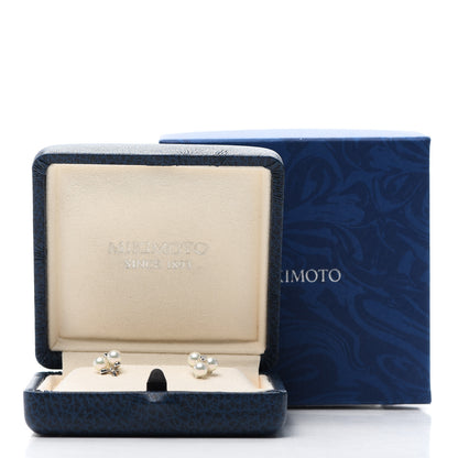 Mikimoto 18K White Gold Diamond Akoya Pearl Three Pearl Earrings 5 of 5