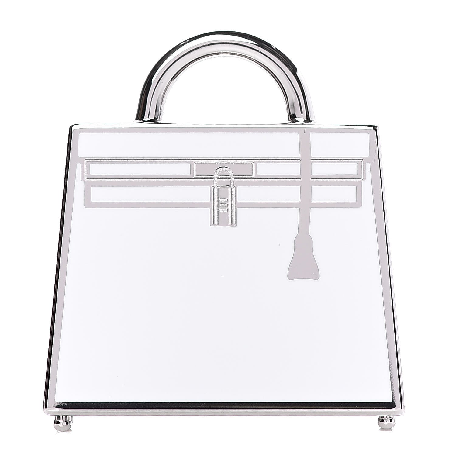 Hermes Lacquered Palladium Kelly Curiosite Charm White 1 of 4