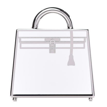 Hermes Lacquered Palladium Kelly Curiosite Charm White 1 of 4