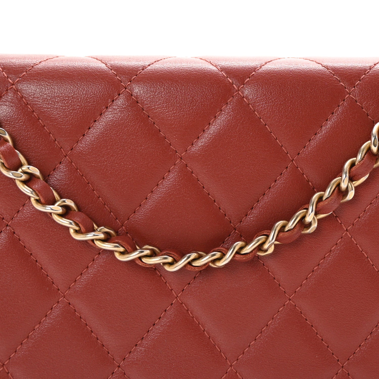 Chanel Calfskin Quilted Boy Wallet On Chain WOC Red 9 of 11