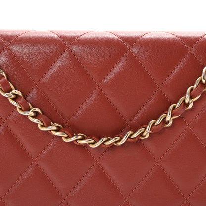Chanel Calfskin Quilted Boy Wallet On Chain WOC Red 9 of 11