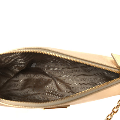 Prada Saffiano Lux Triangle Shoulder Bag Platino 6 of 9