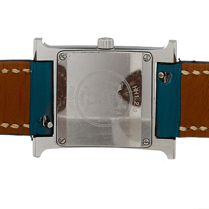 Hermes Stainless Steel Courchevel 21mm Heure H Hour Quartz Watch Blue Jean 4 of 5
