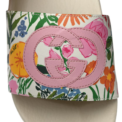 Gucci X KEN SCOTT Rubber Infinity Giardino d Apri Interlocking G Womens Pool Slide Sandals 36 Ivory Pink Wild Rose 10 of 11