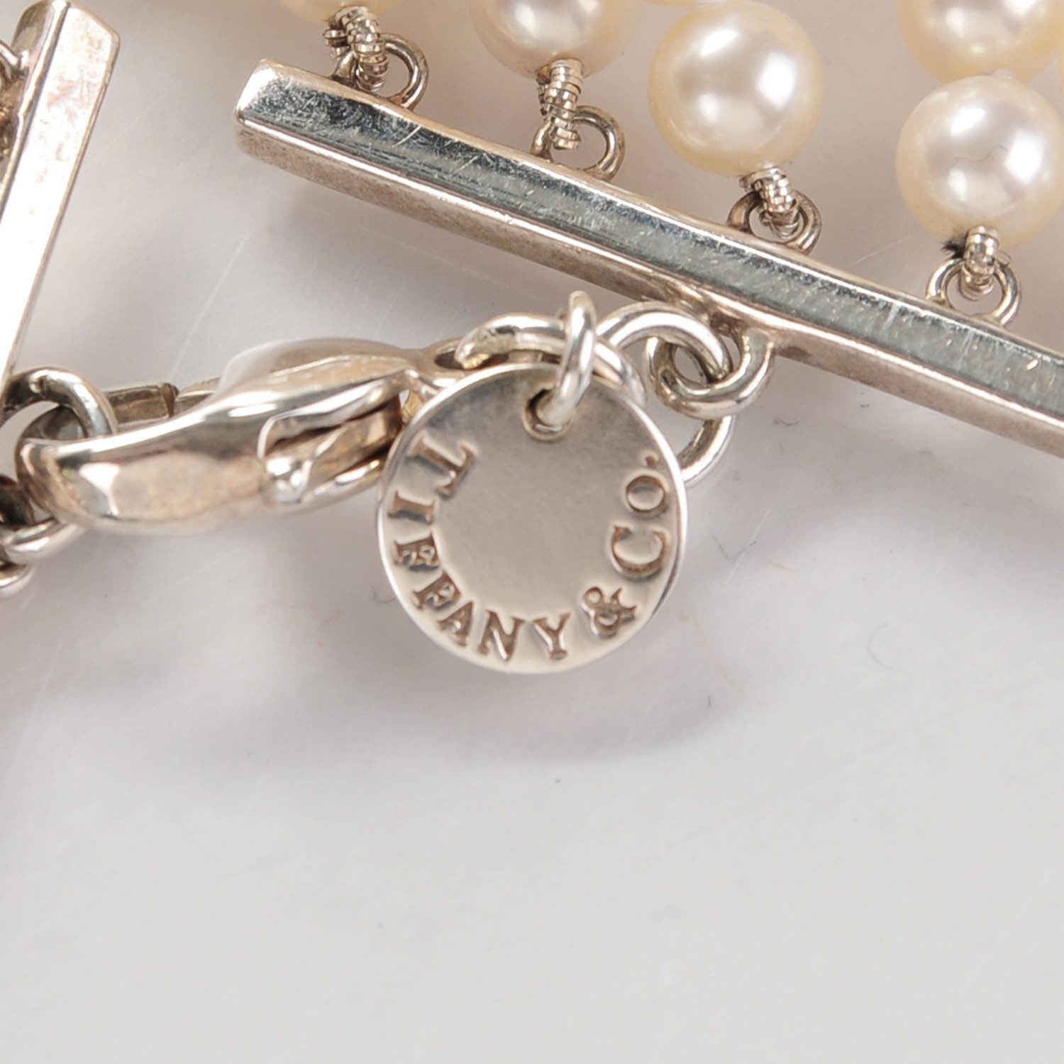 Tiffany Sterling Silver Pearl 4.5mm Ziegfeld 5 Strand Bracelet 5 of 6