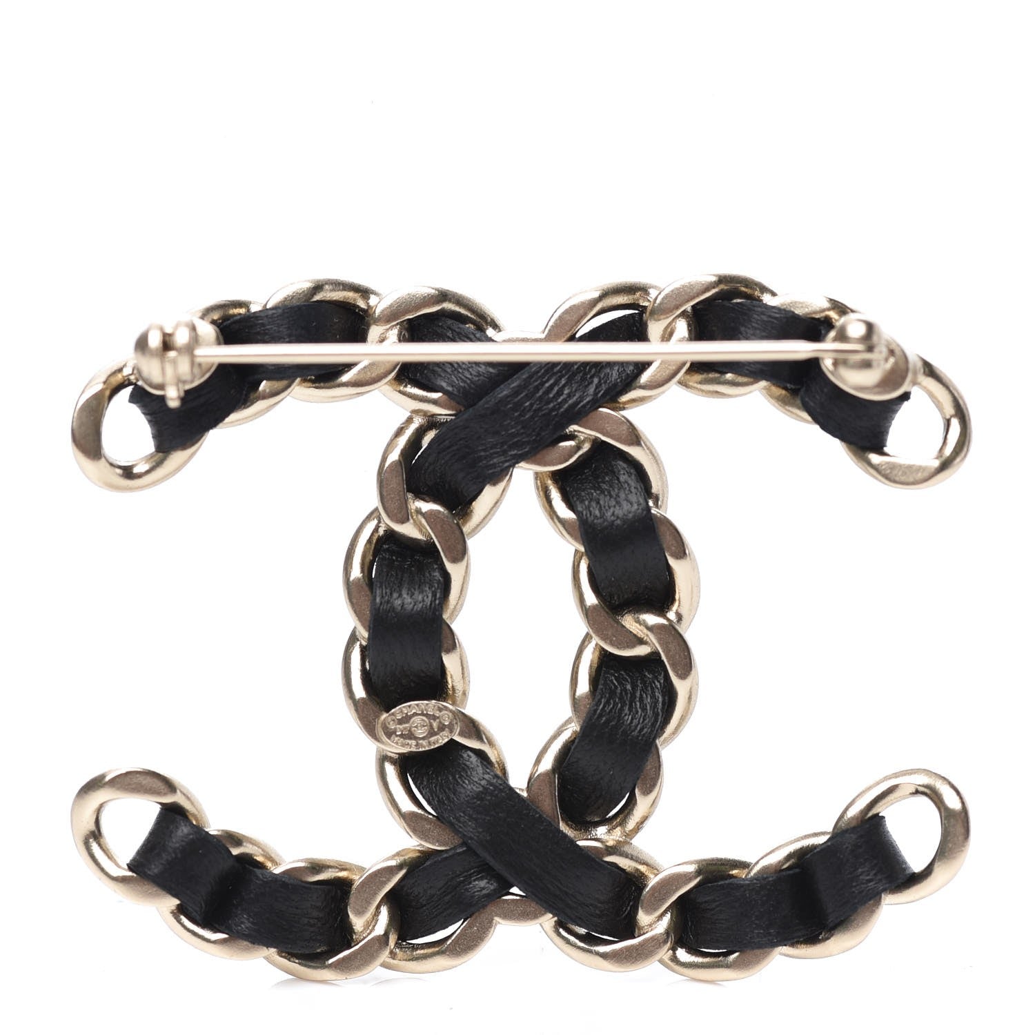 Chanel Lambskin Chain CC Brooch Black Gold 3 of 5