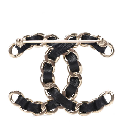 Chanel Lambskin Chain CC Brooch Black Gold 3 of 5