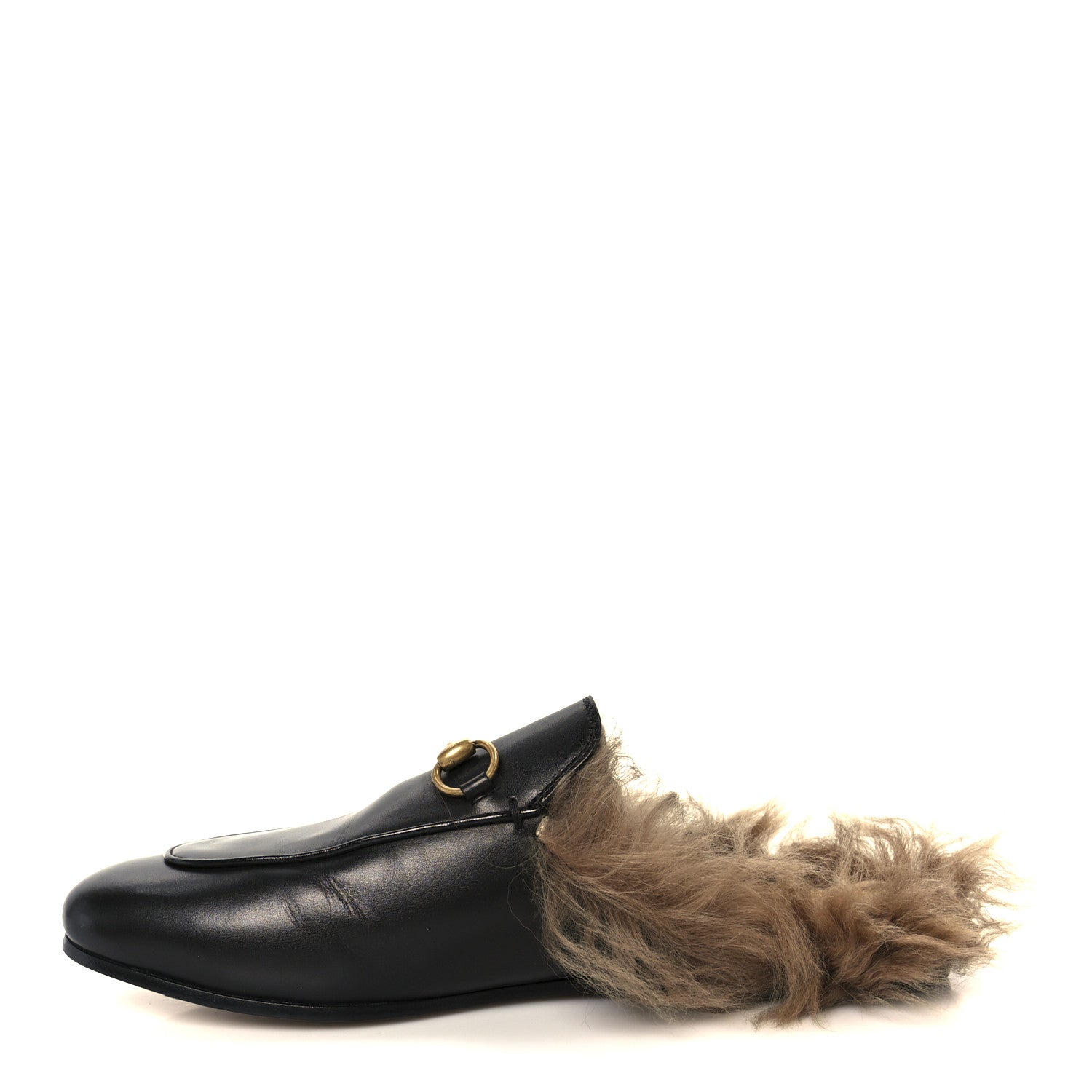 Gucci Calfskin Fur Womens Princetown Slippers 36.5 Black 1 of 9