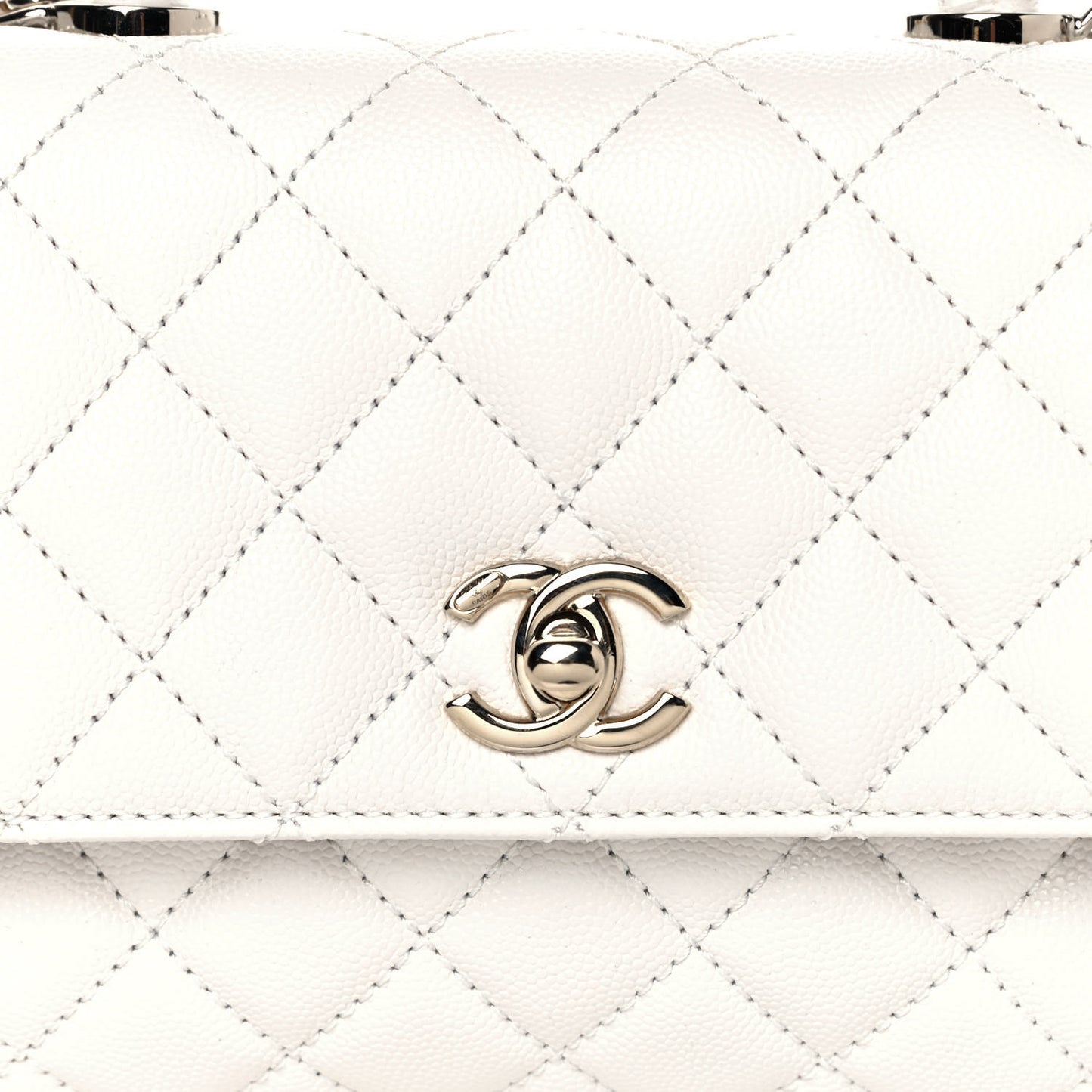 Caviar Quilted Mini Coco Handle Flap White