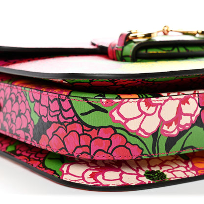 Gucci X KEN SCOTT New Shangai Calfskin Pomponica Print Horsebit 1955 Shoulder Bag Multicolor Fuxia Pompon 9 of 10
