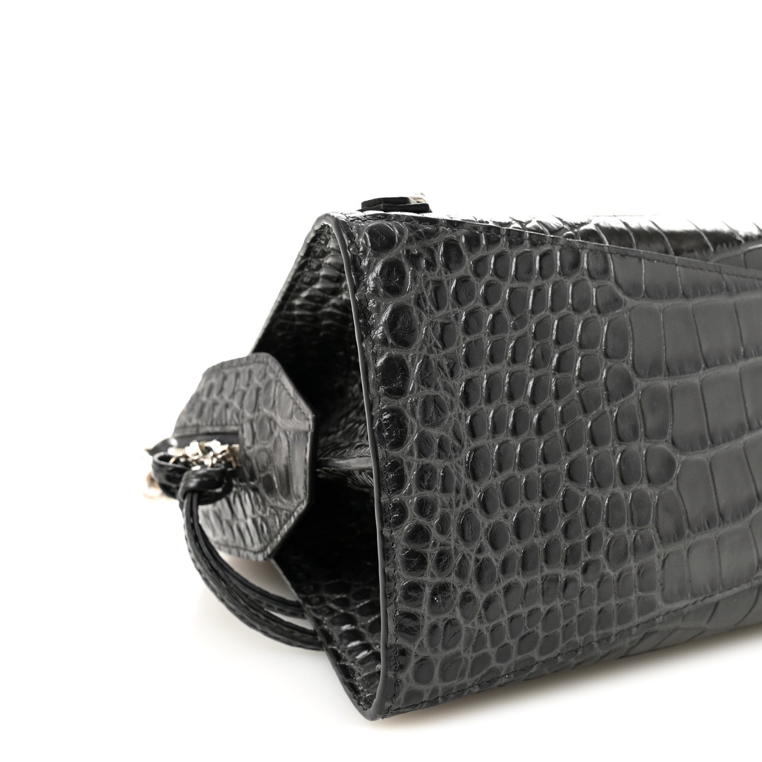 Balenciaga Shiny Supple Calfskin Crocodile Embossed Neo Classic Silver Hardware S City Dark Grey 8 of 9