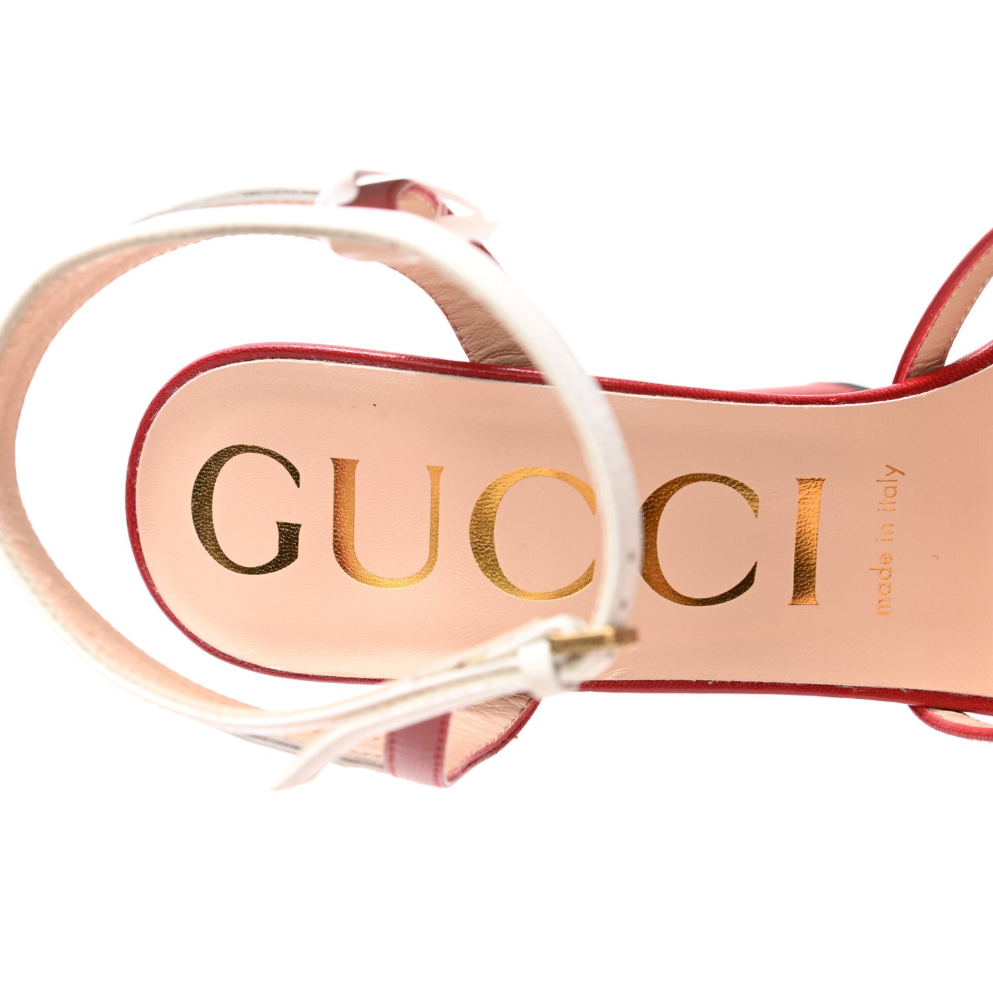 Nappa GG Bow Ankle Strap Platform Sandals 38 Red White
