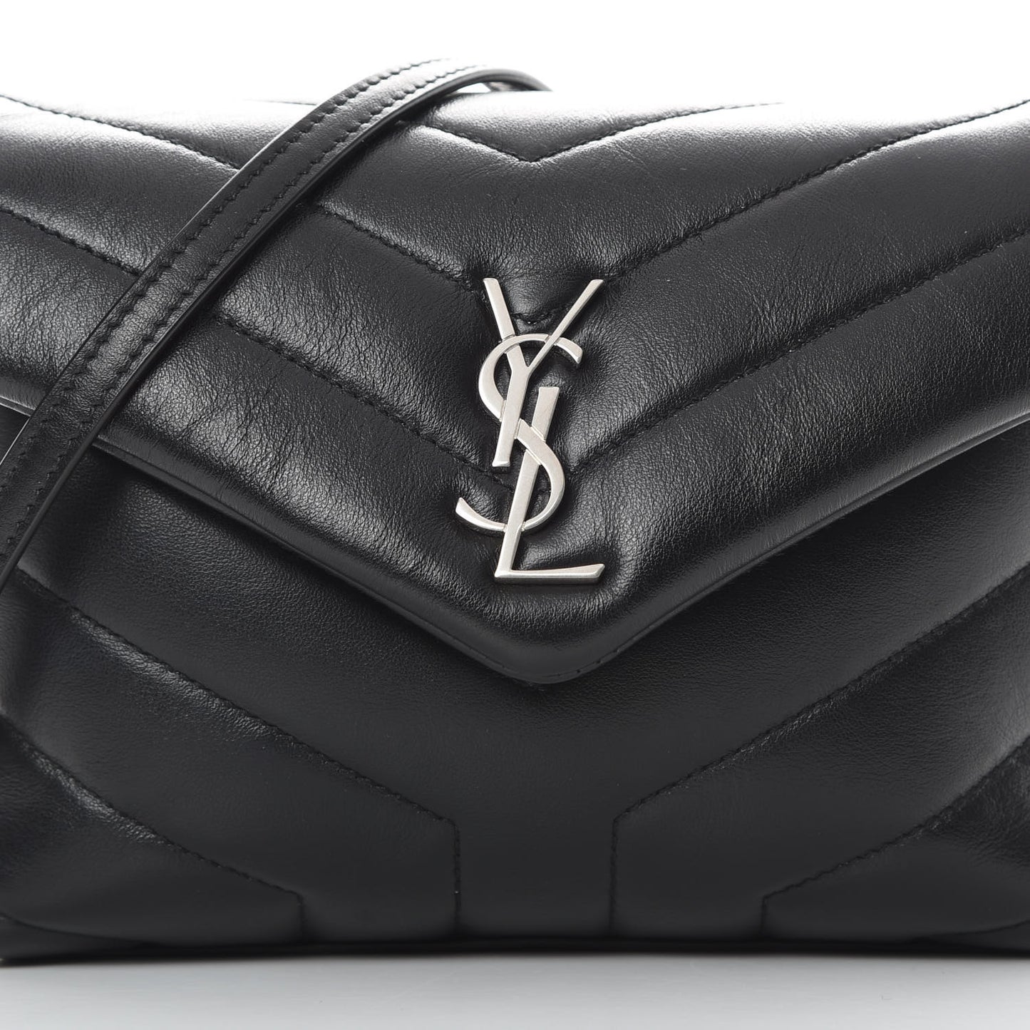 Calfskin Y Quilted Monogram Toy Loulou Crossbody Bag Black