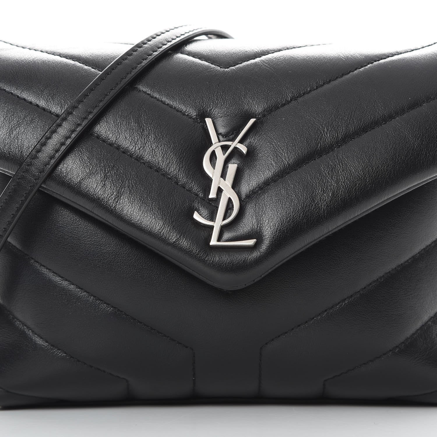 Saint Laurent Calfskin Y Quilted Monogram Toy Loulou Crossbody Bag Black 8 of 10