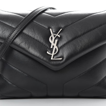 Saint Laurent Calfskin Y Quilted Monogram Toy Loulou Crossbody Bag Black 8 of 10