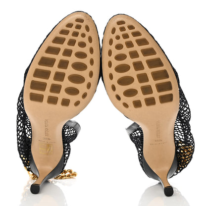 Bottega Veneta Mesh Calfskin Chain Stretch Pumps 38.5 Black 10 of 16