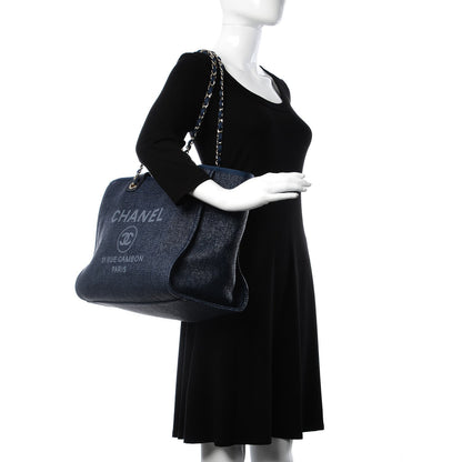 Chanel Woven Straw Raffia Large Deauville Tote Dark Blue 2 of 7