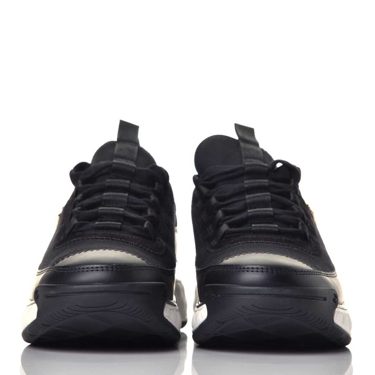 Velvet Calfskin Mixed Fibers CC Sneakers 38 Black