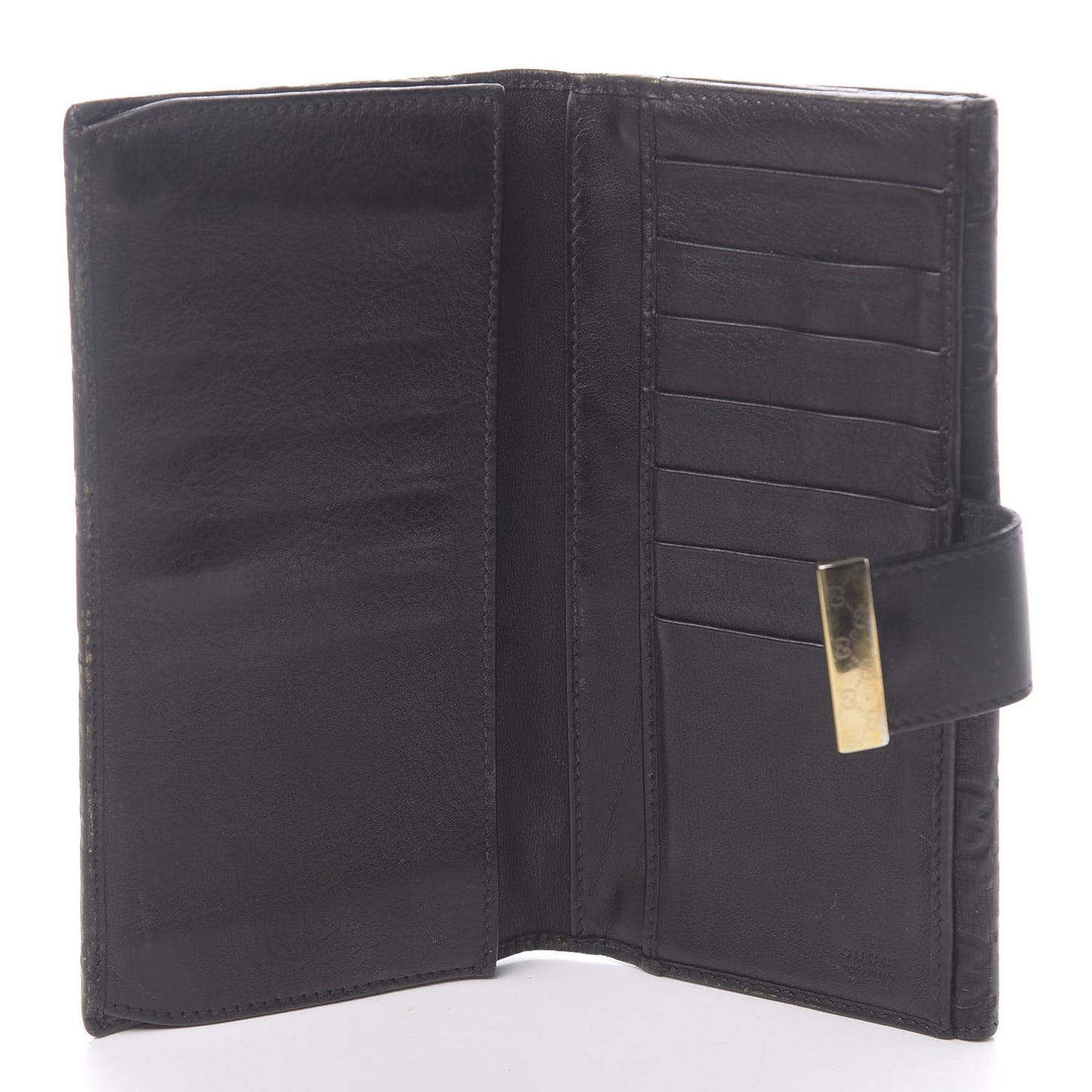 Guccissima Margaux Calfskin Icon Bar Continental Flap Wallet Black