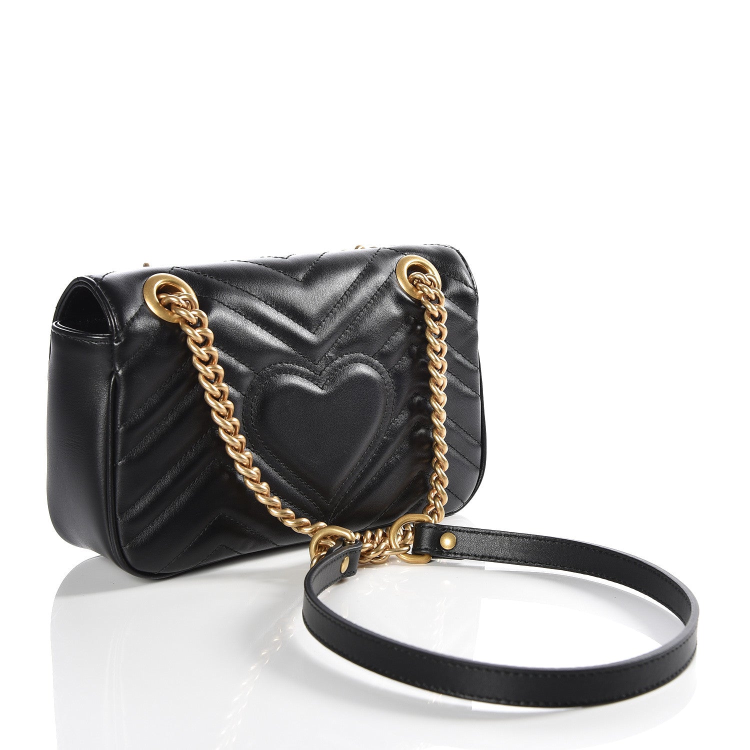 Gucci Calfskin Matelasse Mini GG Marmont Shoulder Bag Black 2 of 8