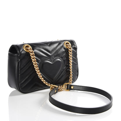 Gucci Calfskin Matelasse Mini GG Marmont Shoulder Bag Black 2 of 8