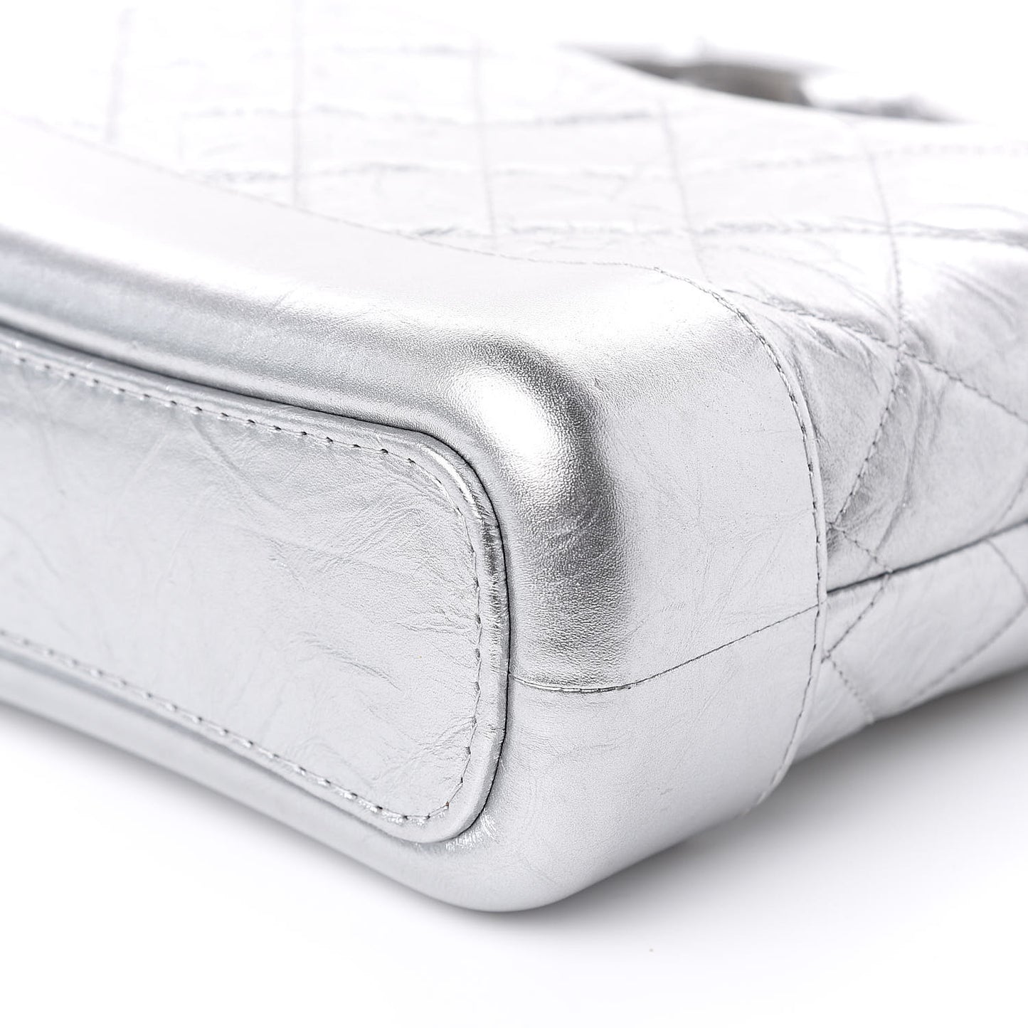Metallic Aged Calfskin Quilted Small Gabrielle Hobo Silver