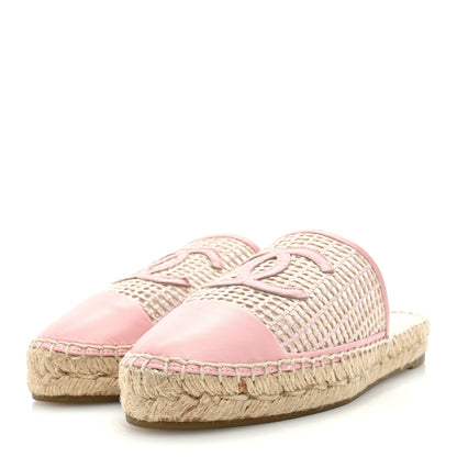 Chanel Mesh Grosgrain CC Espadrilles Mule 37 Pink 2 of 8