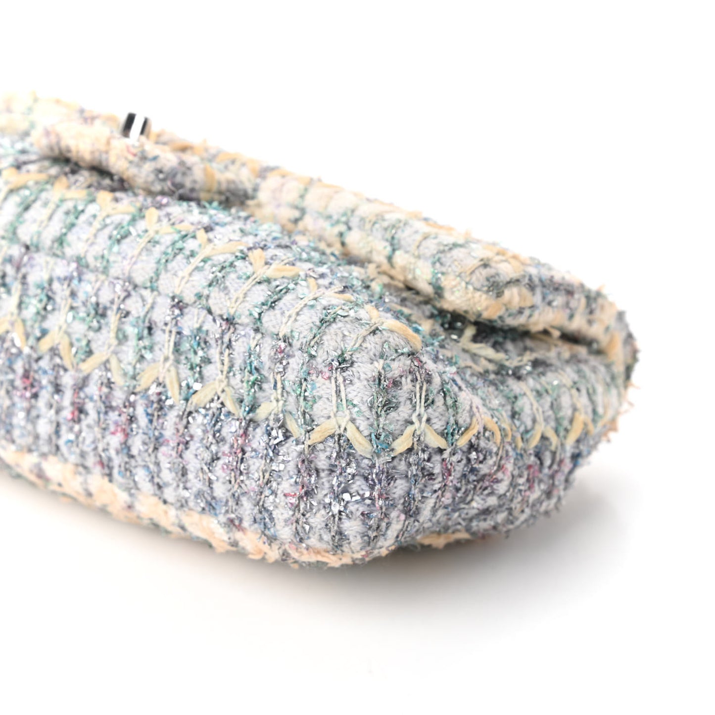 Tweed Quilted Medium Single Flap Blue Multicolor