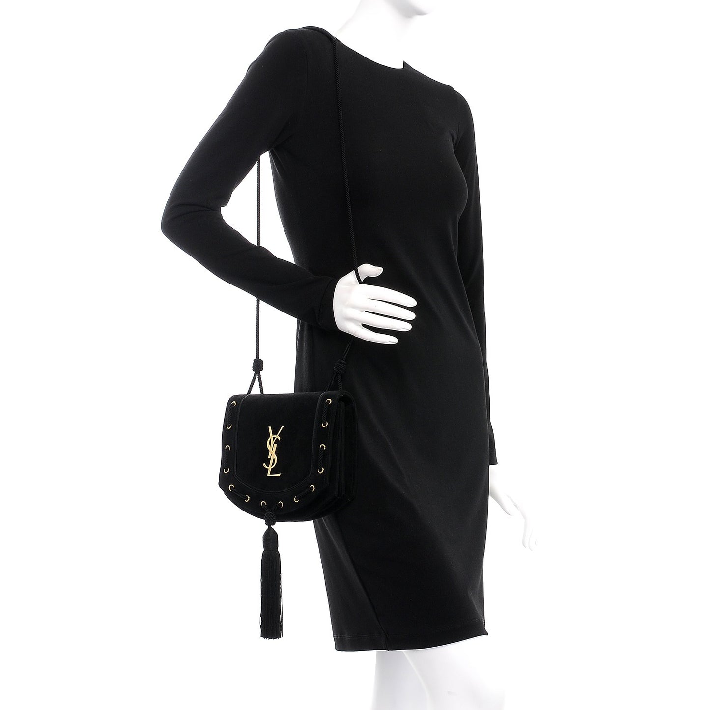 Suede Medium Monogram Fetish Satchel Black