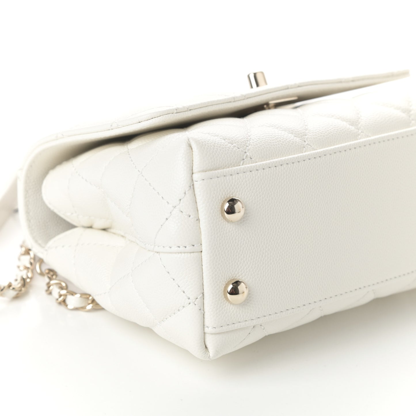 Caviar Quilted Extra Mini Coco Handle Flap White