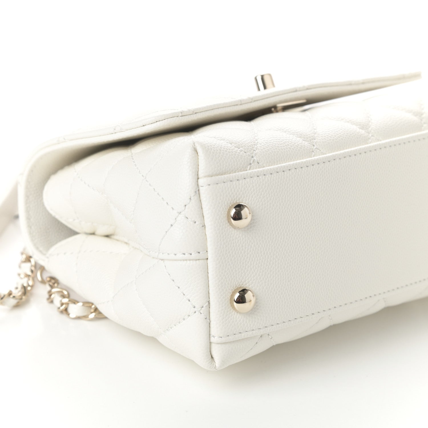 Chanel Caviar Quilted Extra Mini Coco Handle Flap White 9 of 10