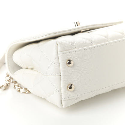 Chanel Caviar Quilted Extra Mini Coco Handle Flap White 9 of 10
