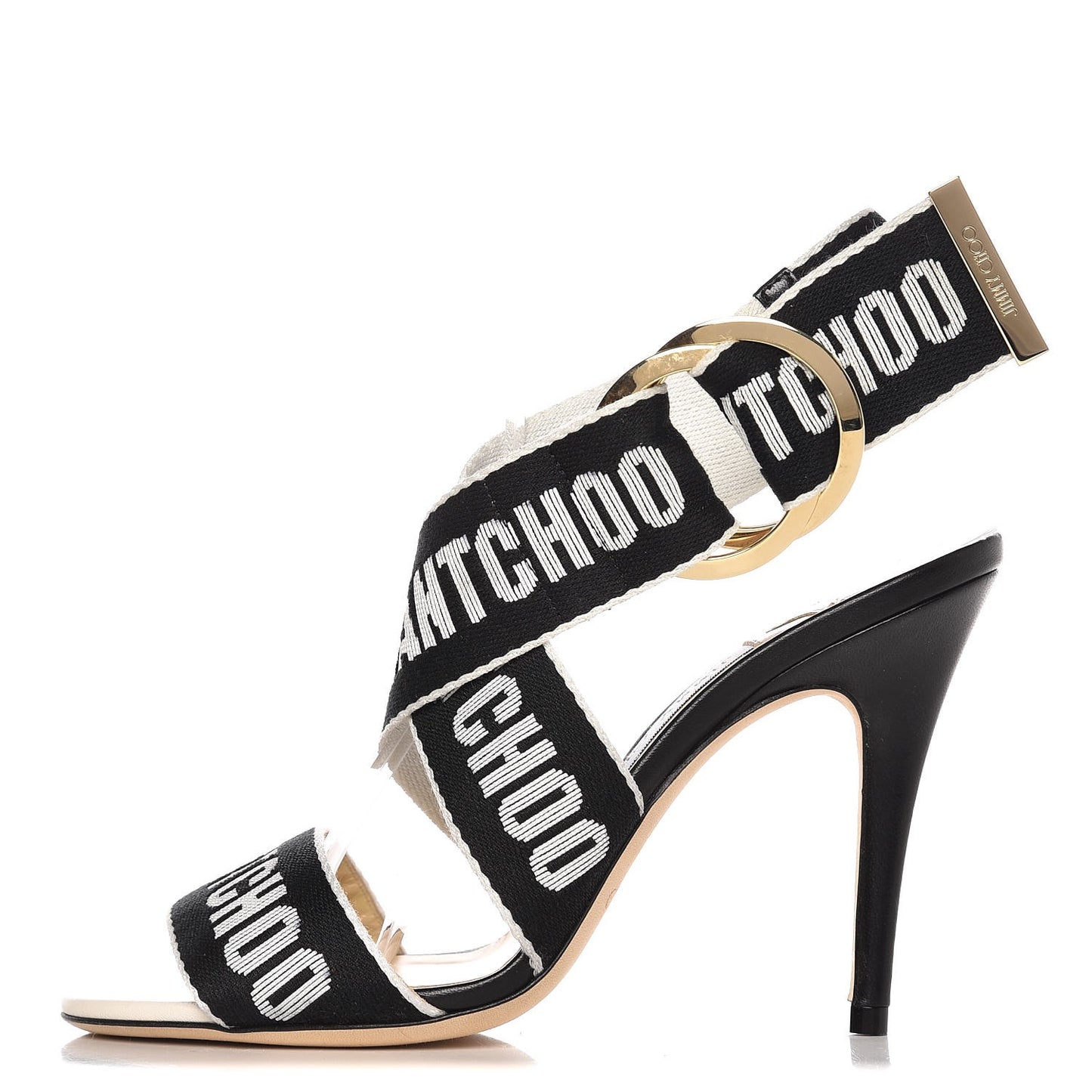 Nappa Nylon Bailey Logo Tape Sandals 36 Black Chalk