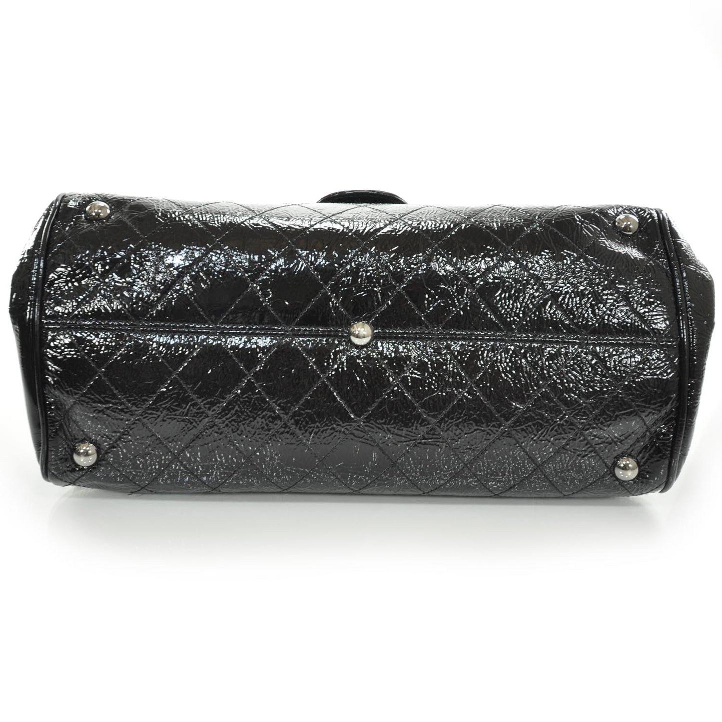 Patent Quilted Ritz Flap Bag Black