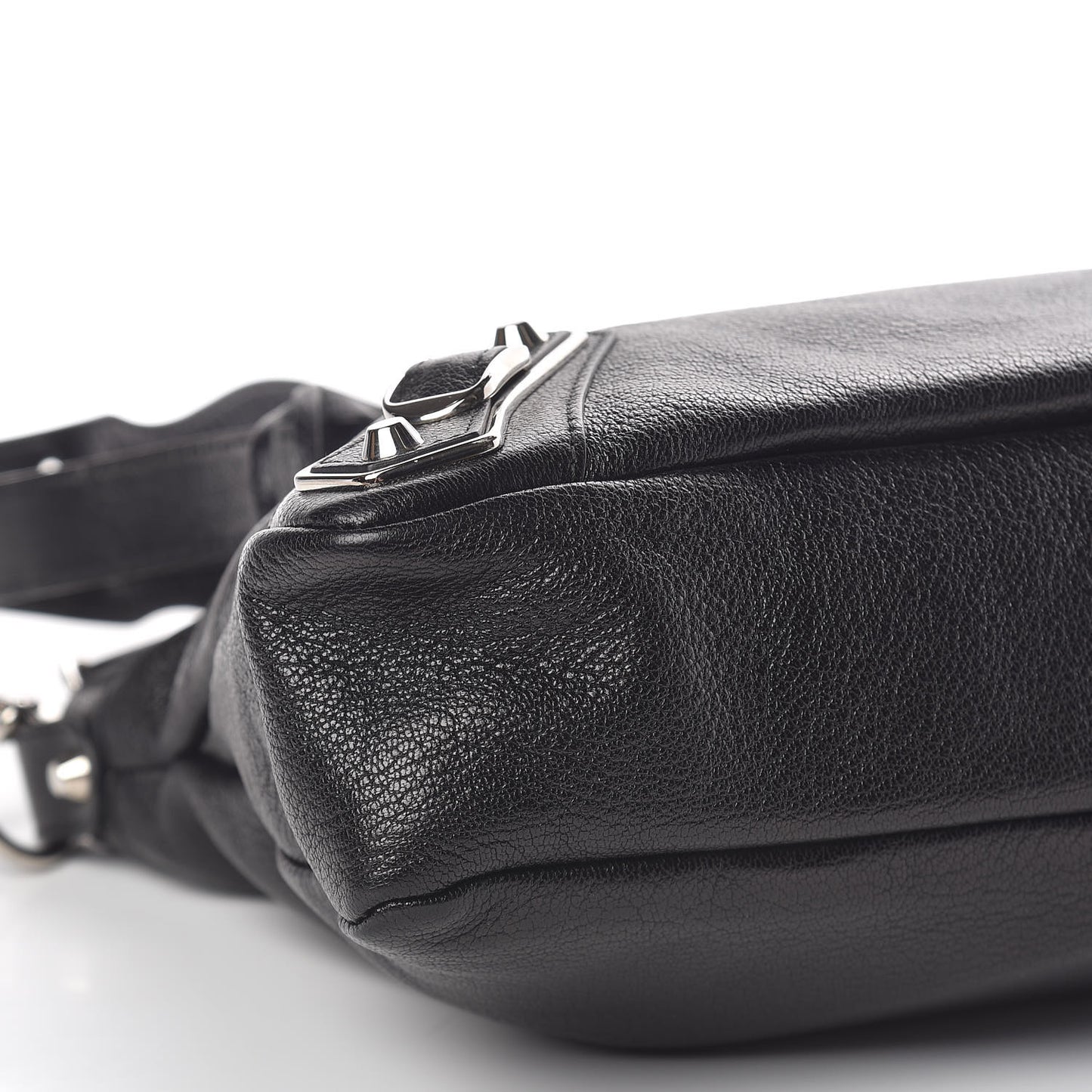 Chevre Silver Metallic Edge Hardware Town Black