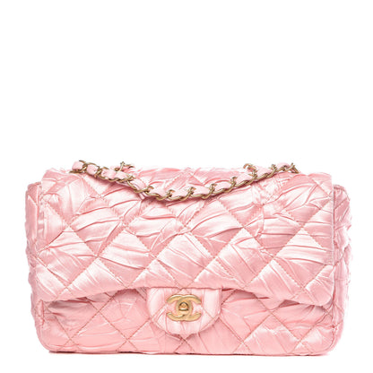 Chanel Satin Quilted Pleated Flap Pink 1 of 9