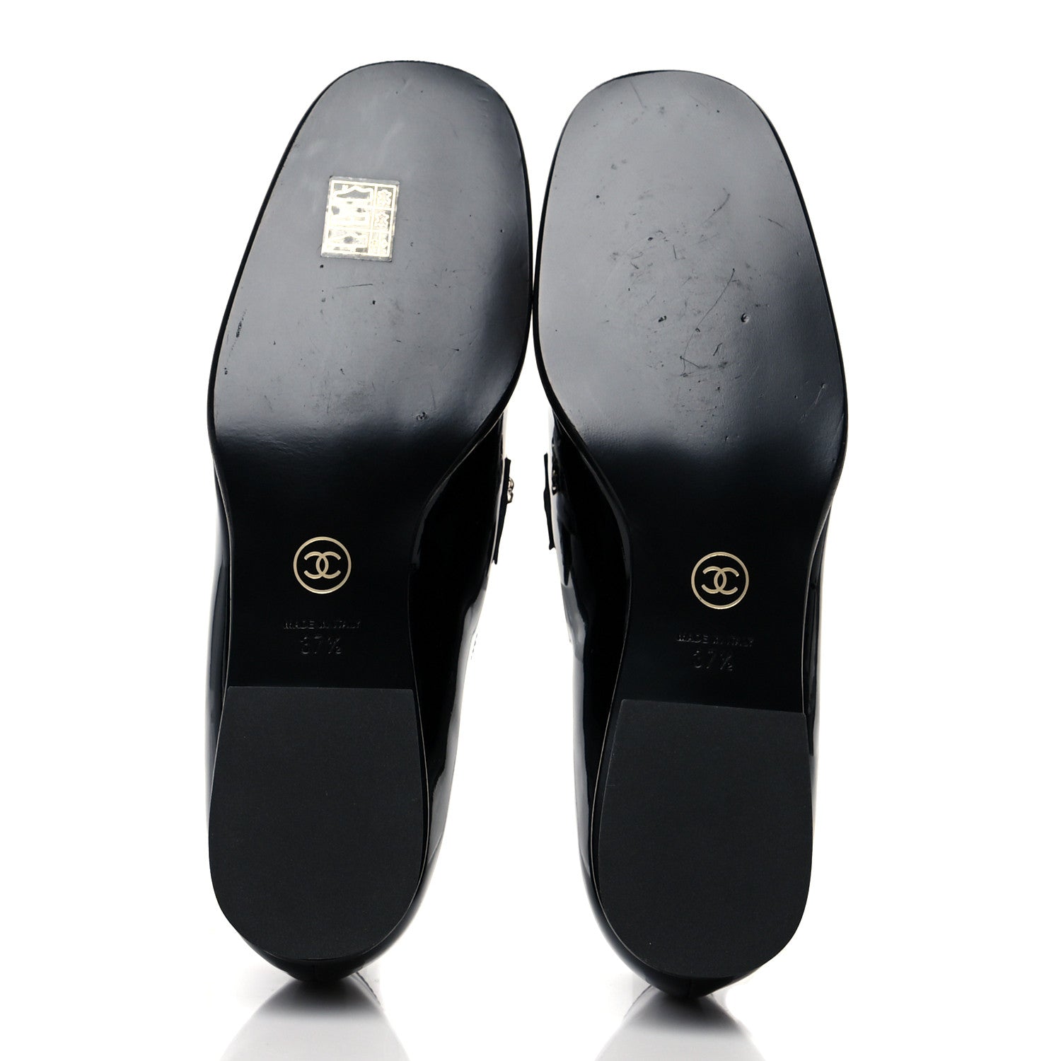 Chanel Patent Calfskin CC Chain Mocassin Loafers 37.5 Black 5 of 7